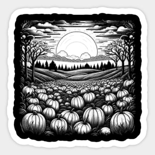 Vintage Retro White Night Of Pumpkins in the Patch Sticker